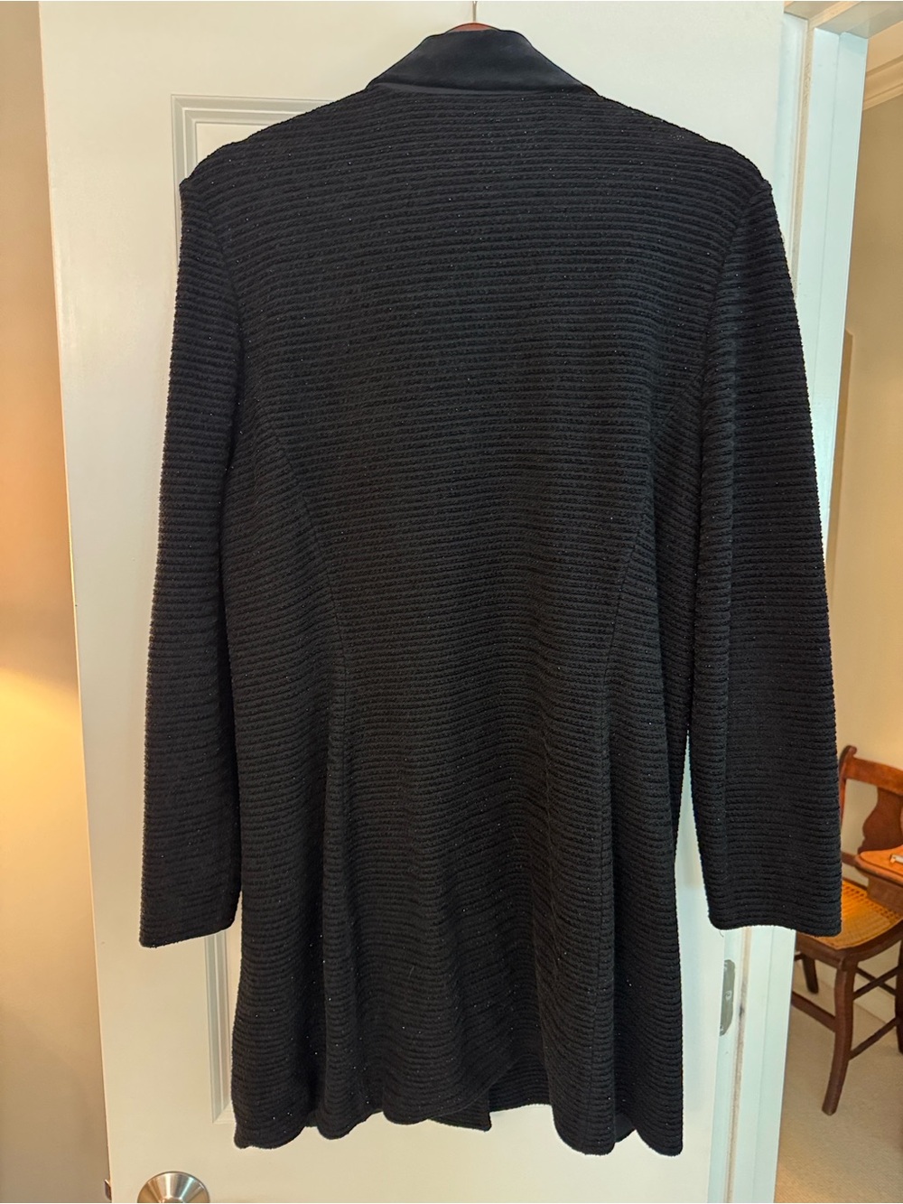 St. John Women’s Black Knit Button-Front Coat - Picture 5 of 8